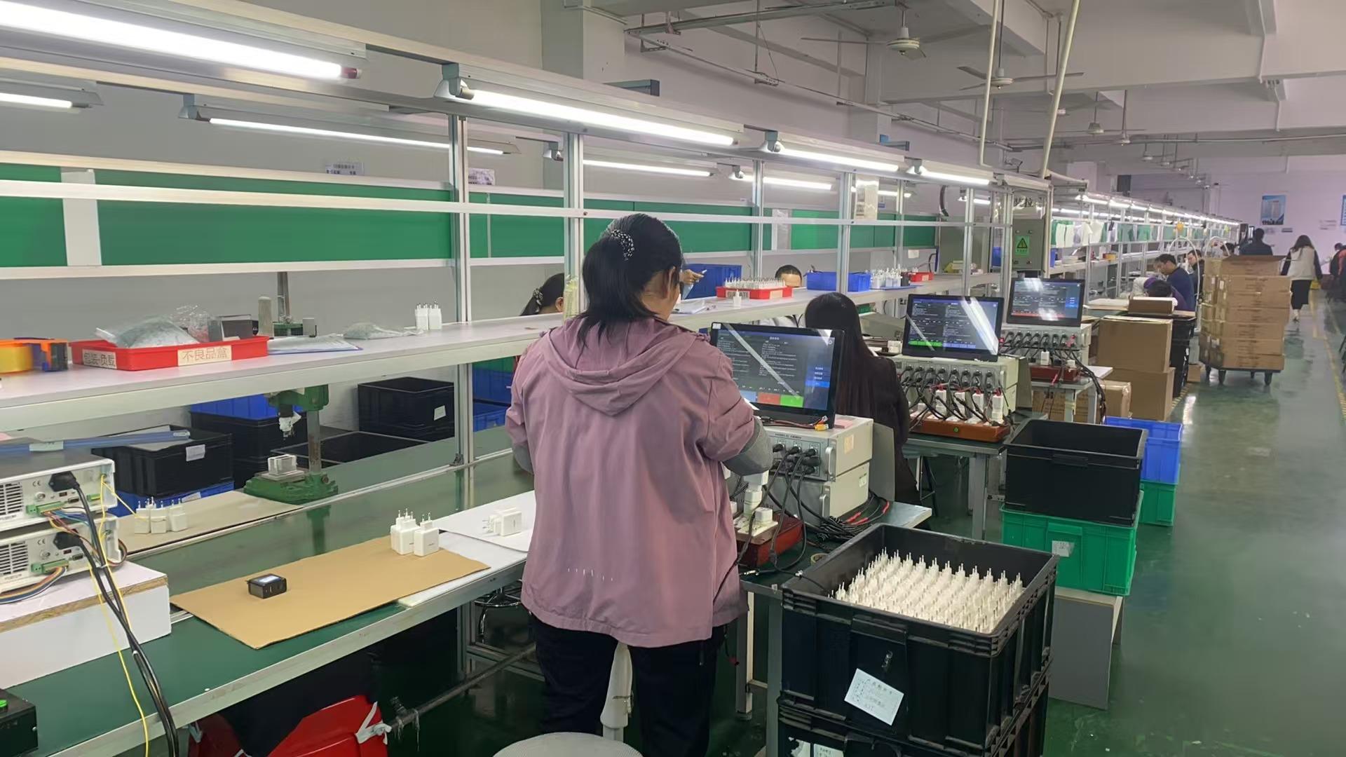 Charger factory manufacturing facility with modern production equipment